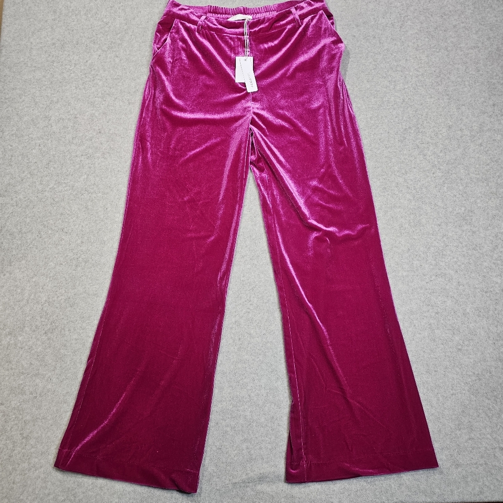 NWT Six/Fifty Adeline Velour Pant Womens Sizes Large SF3489 Raspberry Pink